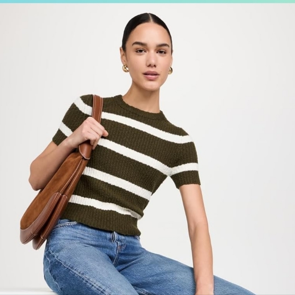 Madewell Women's Stripe Amanda Cotton Boucle Sweater Tee